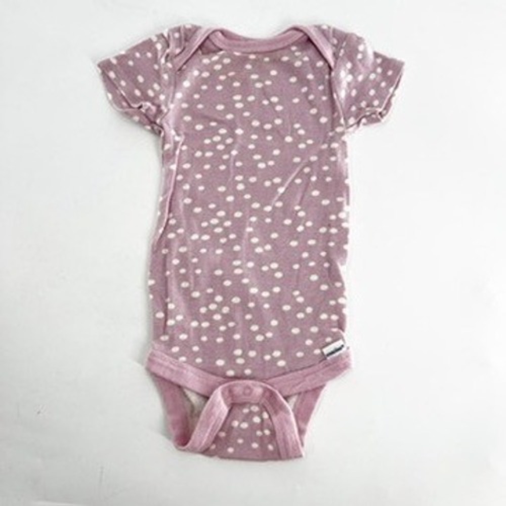Gerber Organic Pink‎ White Dot Short Sleeve Baby Bodysuit Onesie 6-9 Months